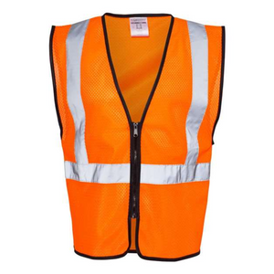 Kishigo Safety Vest Zippered Mesh Economy Class 2 Orange
