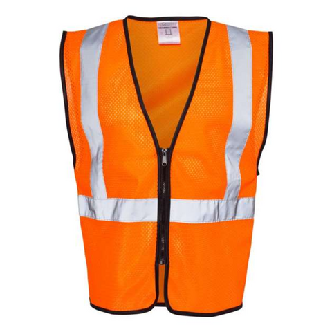 Kishigo Safety Vest Zippered Mesh Economy Class 2 Orange