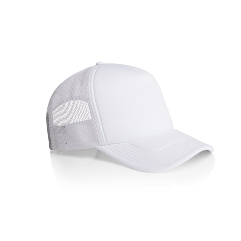 White Custom Trucker Hat with Foam Front and Mesh Back
