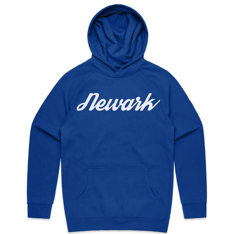 Newark Cursive Hoodie Royal Blue White Logo