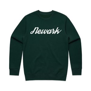 Newark Cursive Sweatshirt Forest Green White Logo